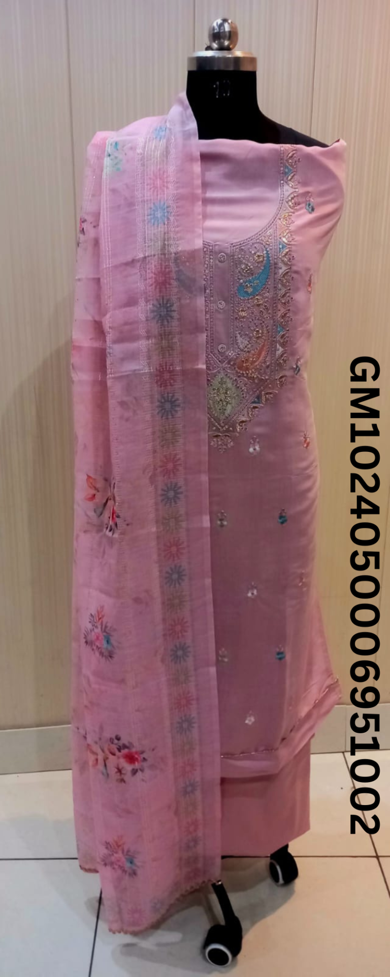 Pastel Pink Embroidered Suit 1002