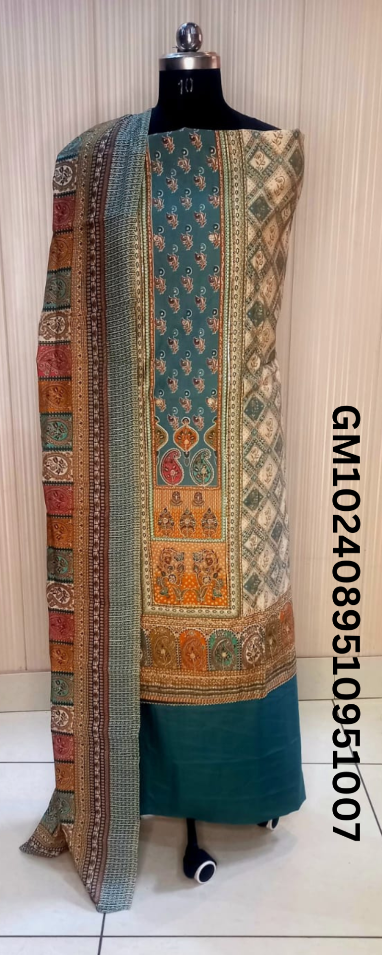 Traditional Teal and Beige Ethnic Suit 1007